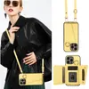 Luksusowy crossbody Lichee skórzany folio Vogue Case na iPhone 15 14 13 12 11 Pro Max Solidne wielokrotne gniazda karty