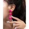 Orecchini pendenti Boemia fatta a mano con filo di palla da donna 2023 Moda rosa viola vintage appeso gioielli da spiaggia femminile