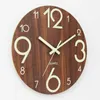 Orologi da parete Orologio luminoso in legno MDF Orologio da soggiorno Camera da letto Orologio minimalista moderno Grande digitale Rotondo silenzioso Nordic Ins