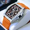 Wristwatches LIGE Top Quartz Watch Fashion Business Square Big Dial For Men Casual Sports Silicone Waterproof Reloj Hombre