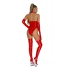 Sexy Set AIIOU Sexy Latex Leder Bondage Bodys Frauen Bandage Rückenfrei Erotischer Body Sex Kostüm Teddies Bodysuit mit Handschuhen und Socken 230825