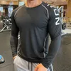 Мужская футболка бренд беременная рубашка мужская тренажерный зал с длинным рукавом мужская спортивная одежда сжатие сухой подготовительная рубашка для Men Fitness Sport Teal