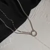 Kedjor Evimi 925 Silverfärg Dubbelskikt Rund Cirkel Chokerhalsband för kvinnor Geometriska klavikelkedja S-N727