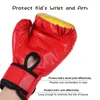 Luvas esportivas crianças boxe crianças treinamento de perfuração sparring confortável ajustável luvas de combate protetor de mão preto 230824
