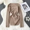 Damesblouses Dames Elastisch Gebreid Chique Vierkante Hals Sexy Blouse Koreaanse Mode Slanke Trui Casual Herfst Winter Truien