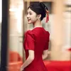 Ethnic Clothing Yourqipao Wedding Toast Cheongsam Chinese Red Engagement Dress Skirt Bridal Traditional Evening Party Dresses