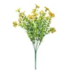 Dekoratif Çiçekler 1 PC Sundurma Dışında Sahte Bitkiler Süs Menekşe Bez Yapay 7 Çatal Diy UV Dayanıklı Açık Dekor