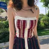 Mulheres Tanques Camis Skinny Strappy Mulheres Verão Borlas Camisole Sexy Hollow Out Y2K Lolita Lace Crop Tops Coletes Feminino Harajuku Streetwear 230825