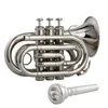 European high-end B-flat silver-plated pocket trumpet Bb silver palm size brass nickel-plated cornet wind instrument