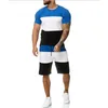 Survêtements pour hommes 2023 Trois couleurs Patchwork Ensemble à manches courtes T-shirts à col rond et shorts à séchage rapide Classique Gym Cool Tenues