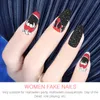 Unhas Falsas 48pcs Dicas Longas de Halloween Cobertura Completa Decoração de Manicure Falsa