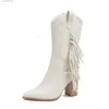 Сапоги Bonjomarisa ковбойские ботинки для женщин Fringe Western Boots Cowgirls Указали на ногах на коренах туфлях на высоких каблуках Осенние винтажные ретро T230824