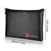 Storage Bags Fireproof Document Bag Silicone Coated Fiberglass Money Black Pouch Holder Water Fire Resistant Closure Supplies