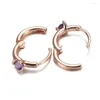 Hoop Earrings Solitaire Earring For Women Authentic S925 Sterling Silver Jewelry Lady Girl Birthday Gift Rose Gold Colour