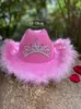 Szerokie brzegowe kapelusze wiadra fedora dla kobiet dziewczyna tiara Western Pink Cowboy na imprezę 230825