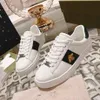 Luxury brand Men's Ace Embroidered Sneakers White Sneakers Women's Real Leather Shoes Embroidery Classic Shoes Embroidery Bee Tiger 01