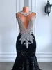 Longues robes de bal noires 2023 sexy style sirène luxe brillant perles diamant paillettes fille africaine bal gala robes formelles robe de soirée