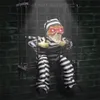 Autres événements Fournitures de fête Halloween Décoration Prisonnier Fantôme dans la cage Effrayant Crâne Prop Squelette électrique Jouet Glowing Eye Sound Doll Hangable Parler 230825