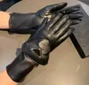 Luxury Genuine Leather Mittens Brands Purple Fingers Glove Warm Cashmere Inside Touch Screen