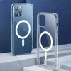 Capas de telefone à prova de choque magnéticas de acrílico transparente transparente para iPhone 15 14 13 12 11 Pro Max com pacote de varejo compatível com carregador sem fio Magsafe