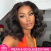 Wear and Go Body Wave Bob Wig Human Hair Wigs for Black Women 4x4 Glueless Lace Front Wigs Pre Plucked Short Wave Bob