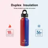 Bouteilles d'eau 20 oz en acier inoxydable isolé à large bouche flacon d'eau une seconde ouverte étanche pour la salle de sport, le sport, la randonnée, le camping, la pêche 230825