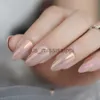 Kunstnagels Kameleon Spiegel Naakt Stiletto Kunstnagels 24 stks Amlond Sharp Kunstmatige Valse Nagel Tips voor Kantoor Thuis Faux Ongle Gratis Sticker x0826