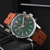 New Hot Selling Men's Full Function Quartz Watch 5-Pin Racing Timing Stainless Steel/Leather Strap 1884