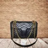 Designer-Taschen, Damenhandtasche, Umhängetasche, modisch, 2 Größen, hochwertiges Leder, Marmont-Taschen, Lady Metallic-Kette, Umhängetaschen, Umhängetaschen, Clutch-Taschen