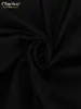 Robes décontractées de base Clacive Bodycon Black Patch Costume de travail élégant à volants à manches longues bureau robe midi mode couture ultra fine vêtements pour femmes T230825