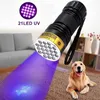 Ficklampor facklor 21 LED UV Ultraviolet ficklampan Blacklight 395Nm Mini Torch flashlampa för husdjur urinfläckar bärbart svart ljus 230826
