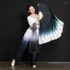 Decorative Figurines Dance Fan Classical Folk Ink Foldable Lengthened Black And White Gradient Color Abanicos Para Boda Abanico