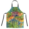 Oil painting landscape flower Polyester digital print apron anti-fouling apron Kitchen sleeveless apron household adult free size with pocket L230826