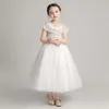 Vestidos para meninas, vestido de casamento infantil, performance de aniversário, renda, comprimento médio, princesa pengpeng