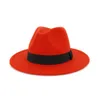 Wide Brim Hats Bucket QBHAT Trend Wool Felt Jazz Fedora Casual Men Women Ribbon Band White Hat Panama Trilby Formal Party Cap 230825