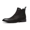 Bottes Marque à la main messieurs bottes en cuir Vintage Style britannique hommes noir gris Botas sans lacet chaussures de mariage mâle Chelsea chaussons 230825