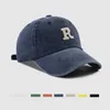 Ball Caps Retro Letter R Borduren Baseball Cap Dames Heren Gewassen Katoen Verstelbare Hip Hop Zonnehoed Casual Outdoor Vader Hoeden 230825