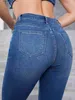 Jeans femininos plus size feminino elástico jeans queimado mulheres jeans cintura alta senhora comprimento total alto 175cms bootcut jeans 7xl tamanho calças 2023 t230826