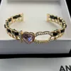 Designer Women Bracelet Love Bangle Pearl Charm Bracelets Leather Heart Gold Jewelry Pink Rhinestone Jewlery Lady Classic Bracelet 238261C3