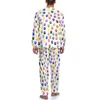 Heren nachtkleding Hond Pow Art Pyjama Lange mouw Kleurrijke pootafdrukken 2-delig Casual set Lente Mannelijk Ontwerp Cool
