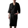 Men's Sleepwear All-season V-neck Nightgown Soft Lace Up Bathrobe With Pockets Super Absorbent Cardigan Style For Comfort