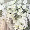 Decorative Flowers Wreaths White Orchid Rose Babysbreath Flower Row Arrangement Wedding Table Centerpiece Ball Artificial Floor Floral Runner Party Props 230825