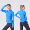 Lu doppelseitig schleifen Yoga-Kleidung Jacke Frauenmantel Sport laufen enge Kragen Reißverschlussjacke