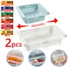 Boîtes de rangement Bacs 1 2pcs organisateur de cuisine réfrigérateur tiroir boîte extensible réfrigérateur coffre étagère maison cas en plastique armoire étagères 230825