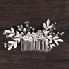 Hair Clips Small Fresh Super Fairy White Leaves Shiny Rhinestone Comb Brides Headwear Temperament Wedding Dress Accessories TEN