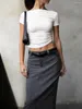 Women's T Shirts Womens Basic Short Sleeve Slim Fitted Off The Shoulder Cute Crop Tops Asymmetrical Ruched Seamless Cropped
