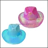 Breda brimhattar Cowgirl Hat Iridescence Glitter Party levererar Cowboy Pink Pearl Cornice for Women Kids 20220107 T2 Drop Delivery Fas DH7RS