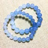 Bangle Natural Blue Aquamarine Bracelet Women Men 8mm Stretch Crystal Clear Round Beads Rainbow Aquamarine Bracelet Jewelry AAAAA