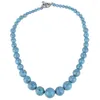 Tour de cou TUMBEELLUWA bleu Turquoise pierre taille-classée boule collier de perles bijoux de Style rétro pour femmes