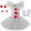 Cosplay Halloween Pennywise Costume For Kids Creepy Clown Carnival Party Clothes Grey Children Girls Fancy Tulle Tutu Dress Set 230825